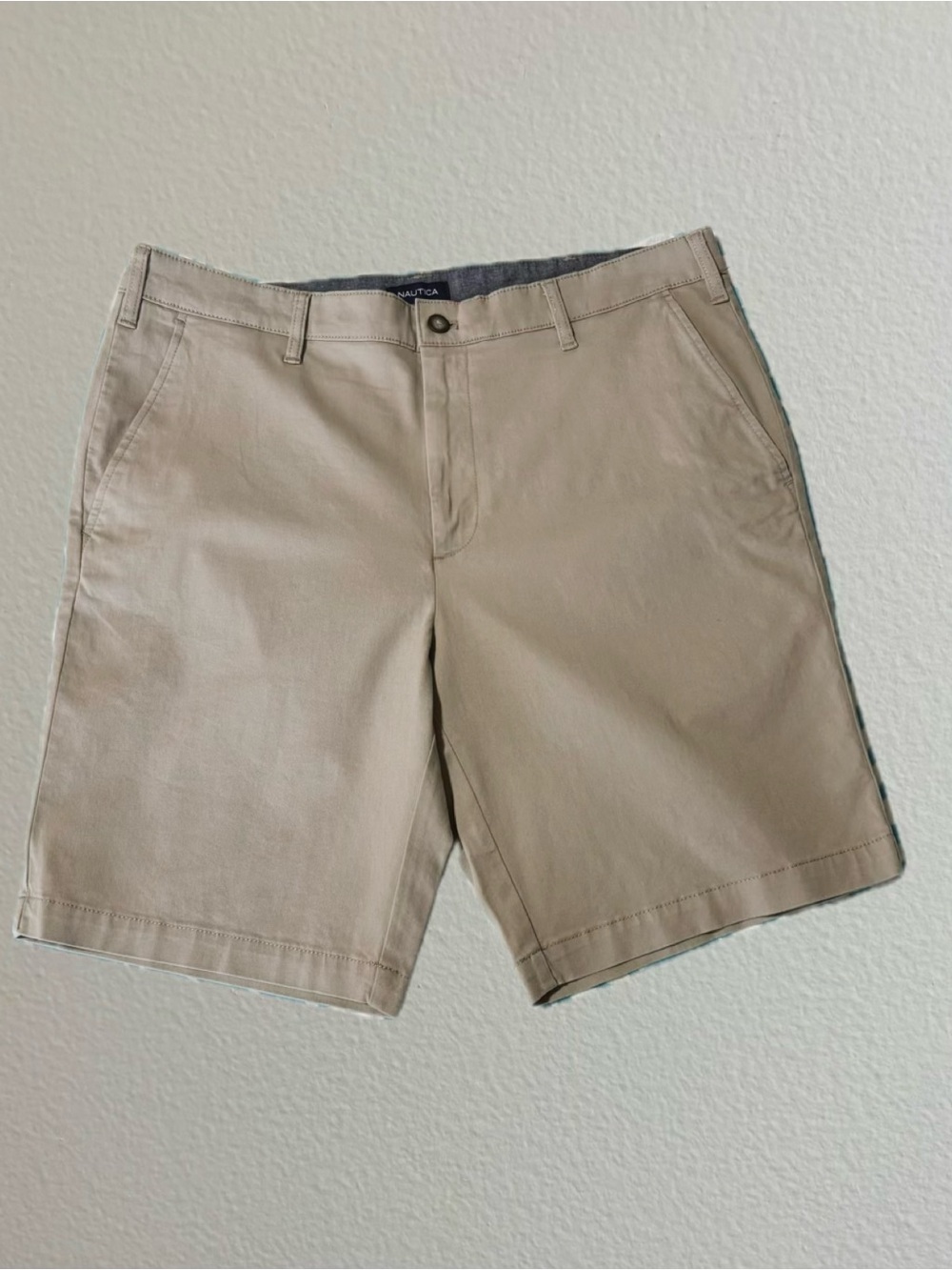 Nautica Men's Khaki Flat-Front Chino Shorts